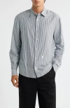 Krost Embroidered Stripe Button-up Shirt In Multi