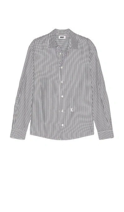 Krost Embroidered Striped Shirt In Gray