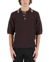 Krost English Rib Cotton Polo Sweater In Brown