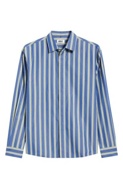 Krost Jordan Stripe Cotton Button-up Shirt In Blue