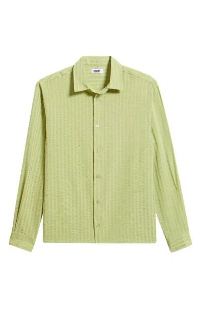 Krost Jordan Stripe Seersucker Button-up Shirt In Green