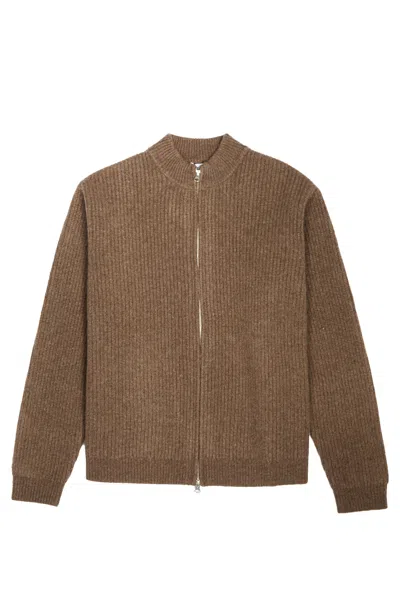 Krost Liv Wool Zip Cardigan Espresso In Brown