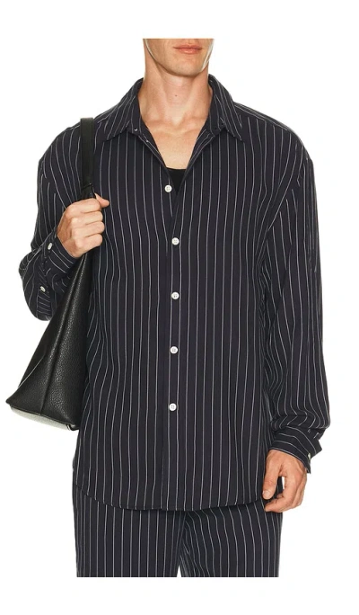 Krost Long Pinstripe Shirt In Blue