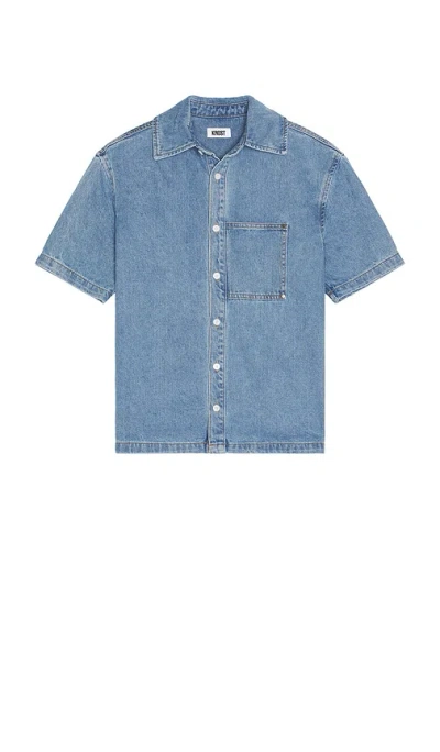 Krost Mariner Denim Short Sleeve Shirt In Blue