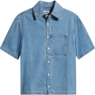 Krost Mariner Short Sleeve Denim Button-up Shirt In Blue
