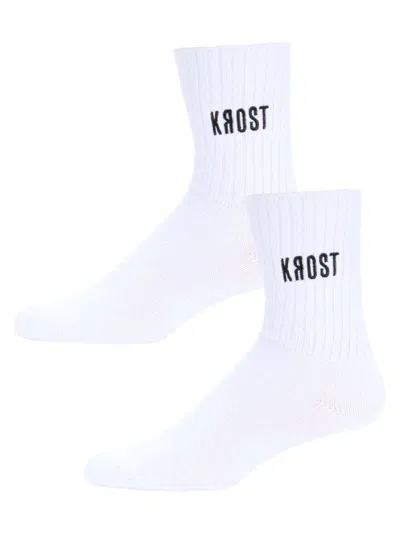 Krost Men's 2-pack Logo Crew Socks In White
