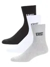 Krost Men's 3-pack Logo Crew Socks In Grey Multi