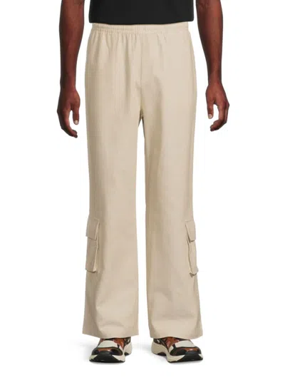 Krost Men's Breezy Canvas Cotton Wide-leg Cargo Pants In Gray