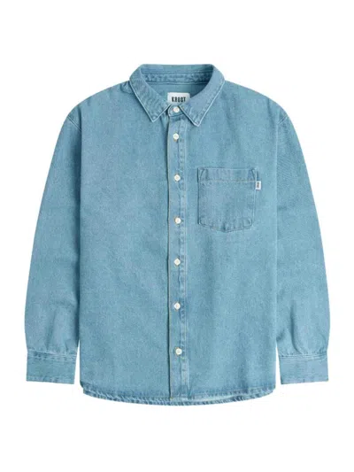 Krost Men's Mid Stone Denim Shirt In Medium Wash