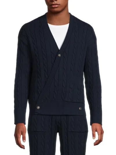 Krost Men's Nautica Cableknit Asymmetric Cardigan In Dark Sapphire