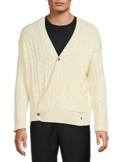 Krost Men's Nautica Cableknit Asymmetric Cardigan In Snow White