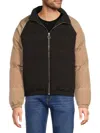 Krost Men's Quilted Contrast Sleeve Puffer Jacket In Black Taupe