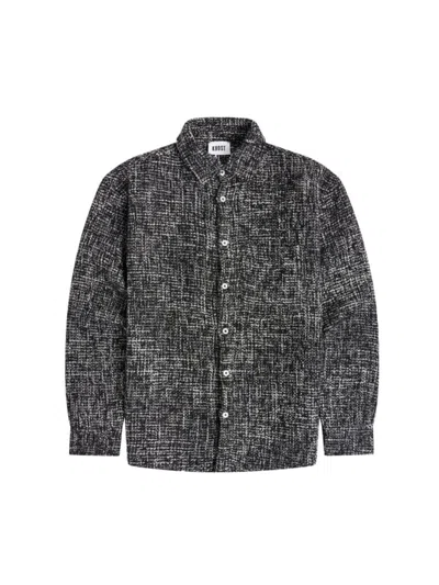Krost Tweed Long Sleeve Button-up Shirt In Black