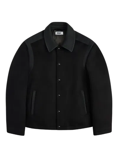 Krost Mercer Varsity Contrast-stitch Jacket In Black