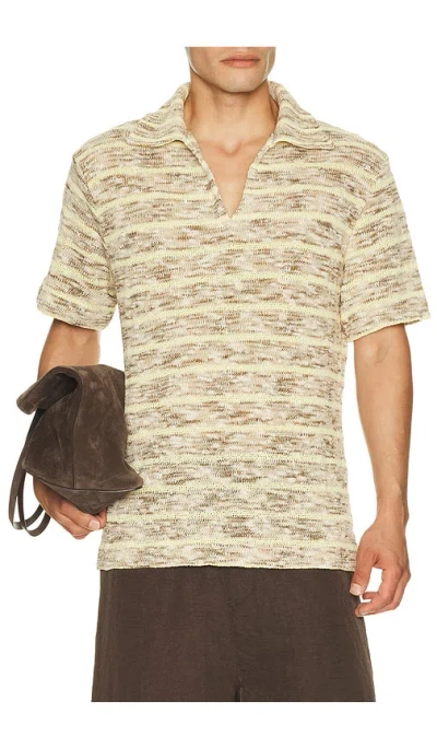 Krost Multi-color Striped Knit Polo In Neutral