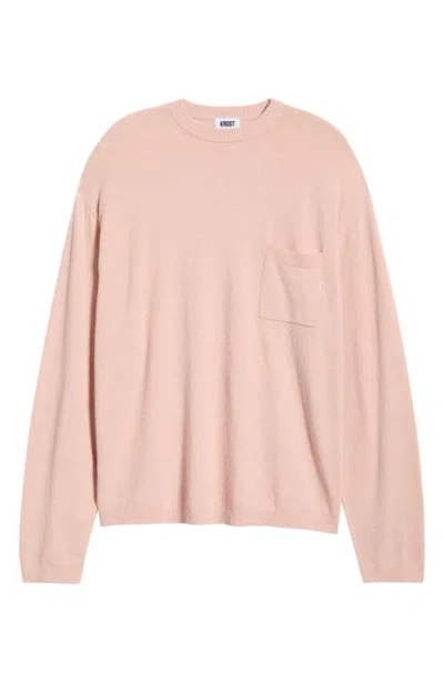Krost Oversize Crepe Knit Cotton Blend Crewneck Sweater In Pink