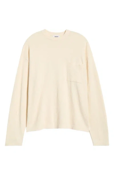 Krost Oversize Crepe Knit Cotton Blend Crewneck Sweater In White
