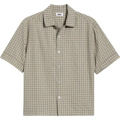 Krost Oversize Textured Check Camp Shirt In Gray