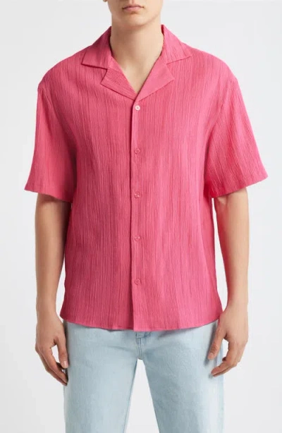 Krost Plissé Camp Shirt In Pink