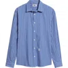Krost Regular Fit Bold Stripe Stretch Cotton Blend Button-up Shirt In Blue