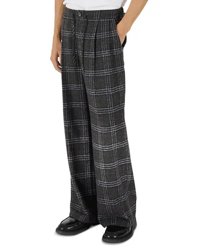 Krost Relaxed Wide Leg Plaid Pants In Black