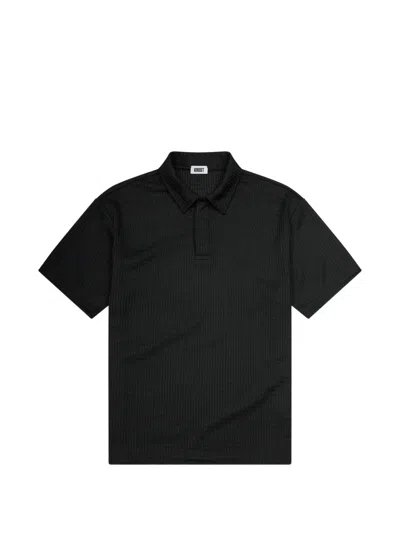 Krost Rib-knit Short-sleeve Polo Shirt In Black