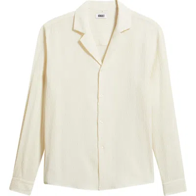 Krost Rippled Long Sleeve Camp Shirt In White