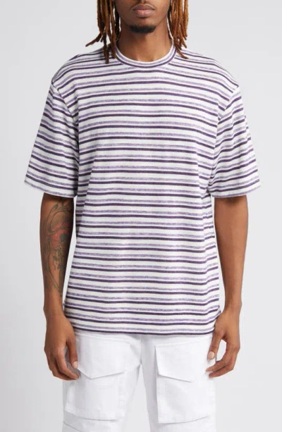 Krost Stripe Oversize Cotton T-shirt In Grape Royale