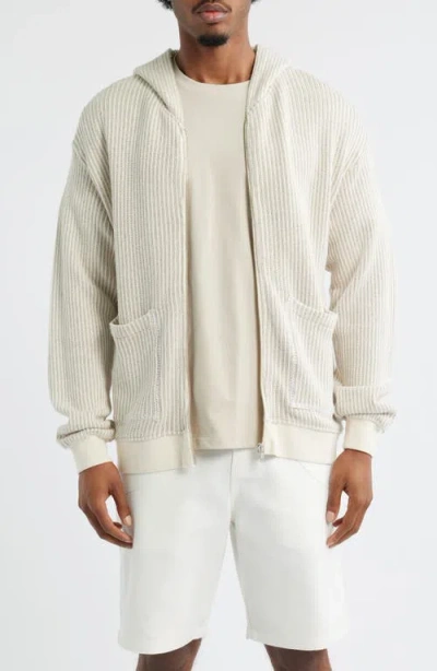 Krost Stripe Zip Hoodie In White