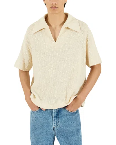Krost Textured Cotton Knit Polo Shirt In White