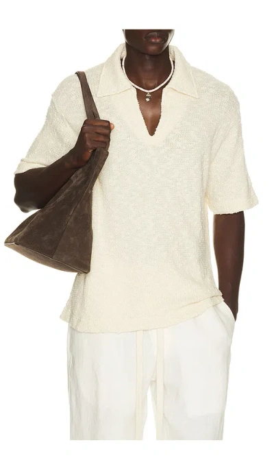 Krost Textured Cotton Knit Polo In White