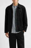 Krost University Faux Suede Jacket In Black