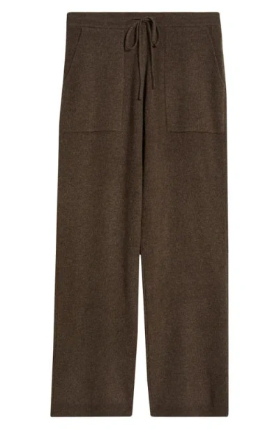 Krost Wide Leg Knit Wool Drawstring Pants In Brown