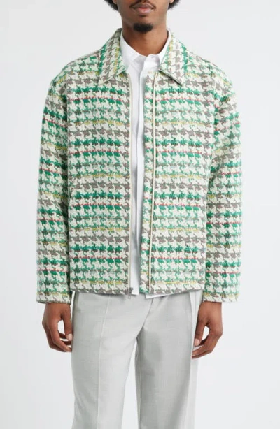 Krost Woodland Houndstooth Jacquard Jacket In Green