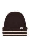 Krost Stripe Wool Beanie In Brown