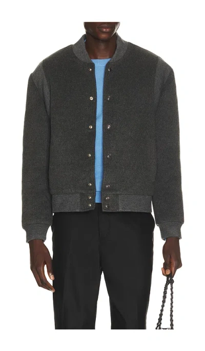 Krost Wool Rib Varsity Jacket In Gray