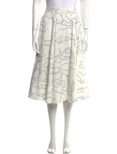 Pre-owned Ksenia Schnaider Graphic Print Midi Length Skirt In White