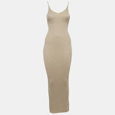 Pre-owned Kseniia Burda Beige Lurex Knit Strappy Maxi Dress Xs In Sand