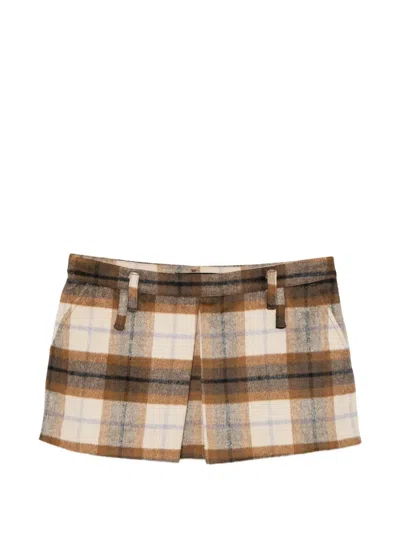 Ksubi Addison Plaid Mini Skirt In Brown