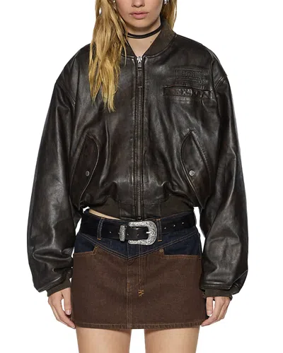 Ksubi Alpha Leather Bomber Jacket In Black