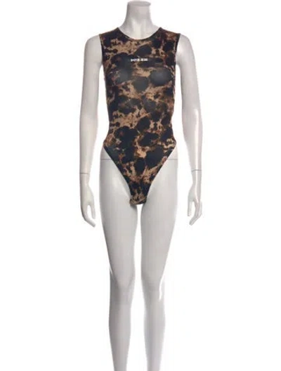 Pre-owned Ksubi Animal Print Crew Neck Bodysuit In Black/neutrals