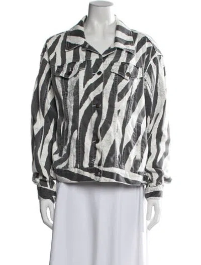 Pre-owned Ksubi Animal Print Denim Jacket In Gray