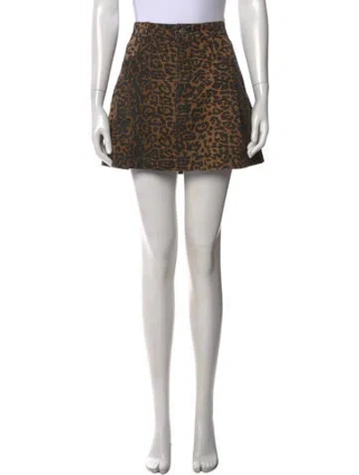 Pre-owned Ksubi Animal Print Mini Skirt In Neutral