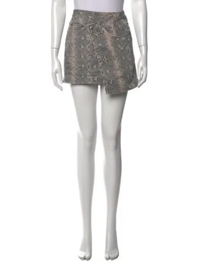 Pre-owned Ksubi Animal Print Mini Skirt In Neutrals