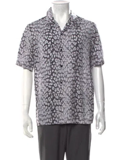 Pre-owned Ksubi Animal Print Short Sleeve Dress Shirt In White