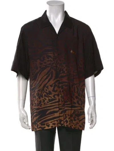 Pre-owned Ksubi Animal Print Short Sleeve Shirt In Black