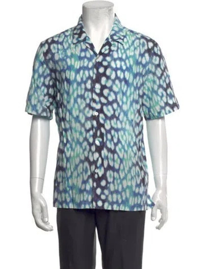 Pre-owned Ksubi Animal Print Short Sleeve Shirt In Blue/green