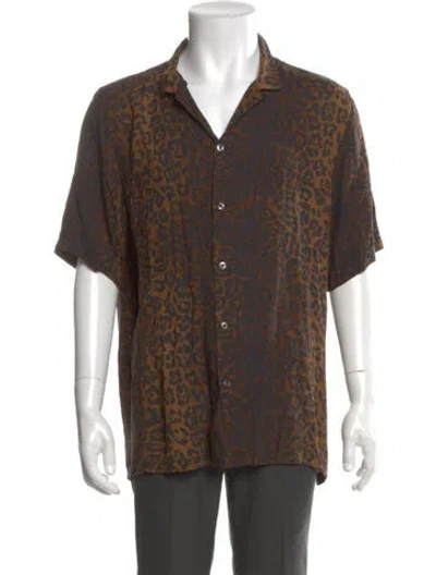 Pre-owned Ksubi Animal Print Short Sleeve Shirt In Brown