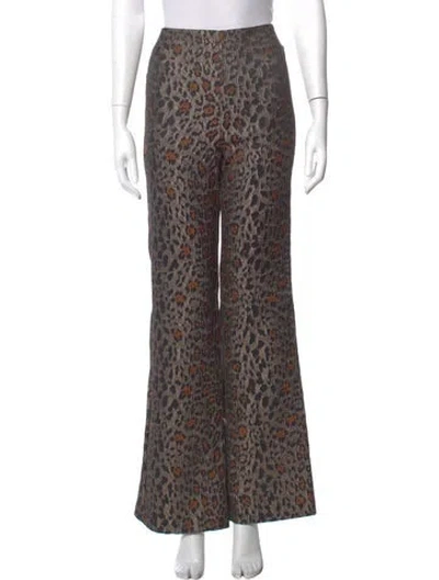 Pre-owned Ksubi Animal Print Wide Leg Pants In Brown