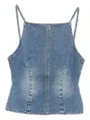 Ksubi Apron Relik Tie-back Denim Top In Blue